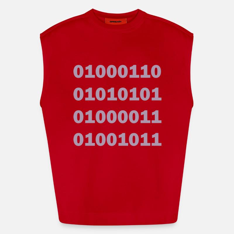 Binary Code Fuck - Heavyweight Oversized Organic Tank Top Made in EU - red