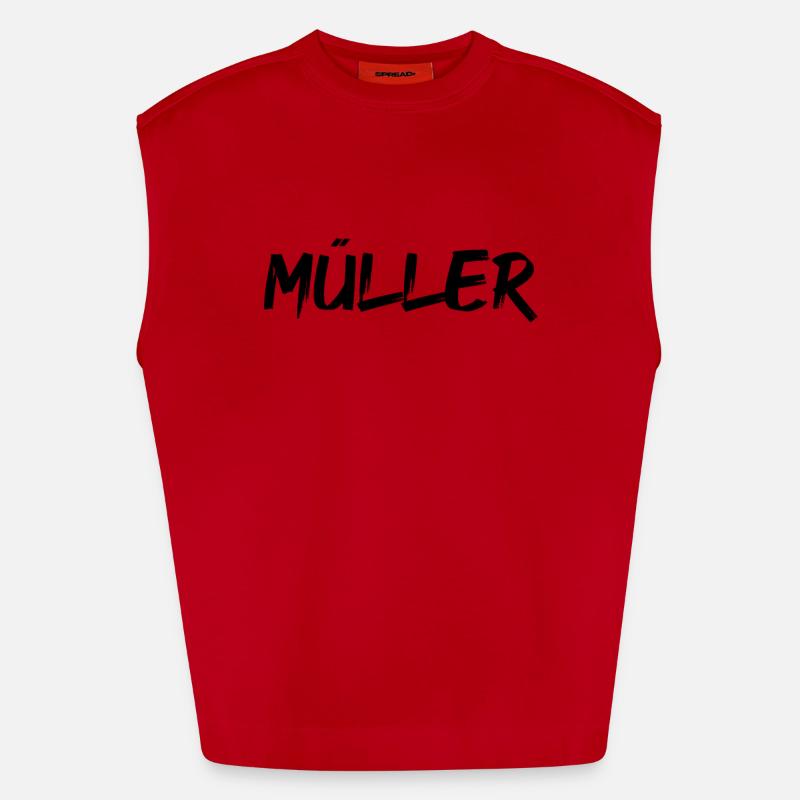 Mueller Müller Cognome Canotta ecologica oversize Heavyweight Made in UE