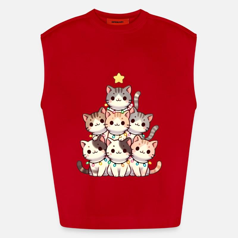 Weihnachtskratzbaum mit Lichtern - Heavyweight Oversized Organic Tank Top Made in EU - Rot