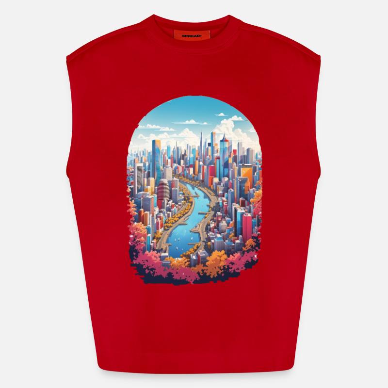 Stadt Landschaft - Heavyweight Oversized Organic Tank Top Made in EU - Rot