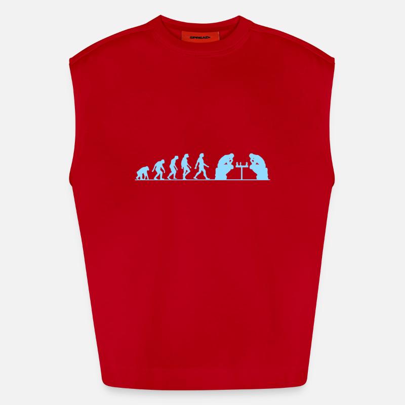Evolution échec - Débardeur bio épais oversize fabriqué en UE - rouge