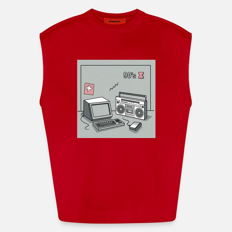 90'ernes kultobjekter : Walkman, computer og Co. - Heavyweight oversized organic tanktop made in EU - rød