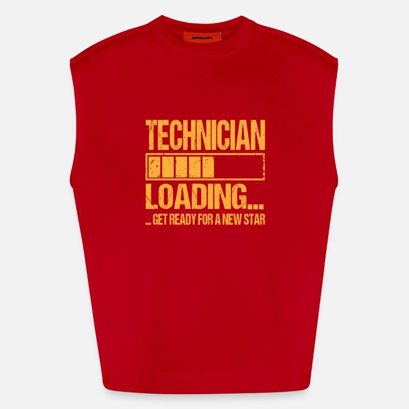 Technician loading Technician Training - Heavyweight Oversized Organic Tank Top Made in EU - red