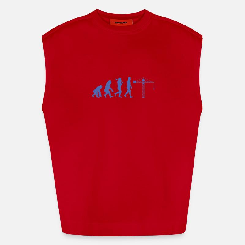 Crane operator Evolution - Heavyweight Oversized Organic Tank Top Made in EU - red