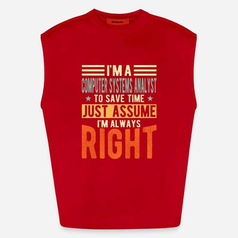 Computer Systems Analyst - Heavyweight Oversized Organic Tank Top Made in EU - red
