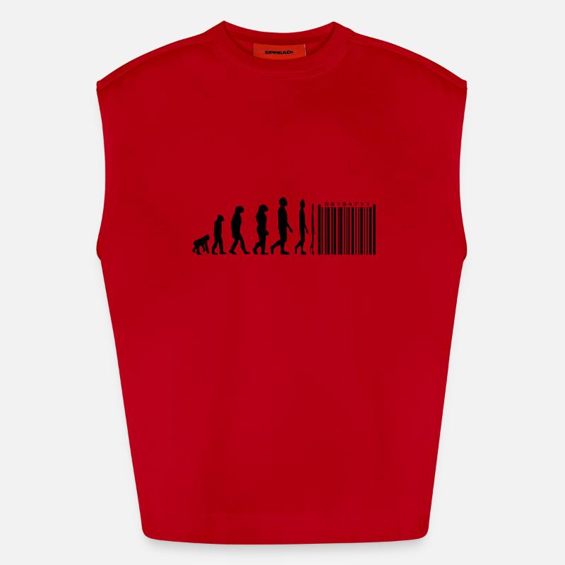 Evolution barcode - Heavyweight Oversized Organic Tank Top Made in EU - red