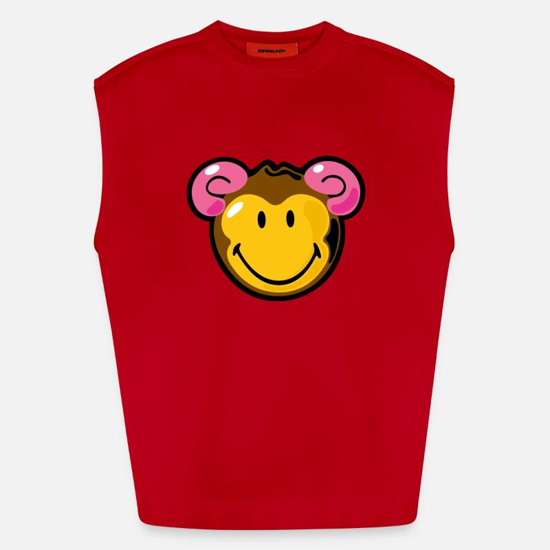 Smiley Monkey - Heavyweight Oversized Organic singlet produsert i EU - rød
