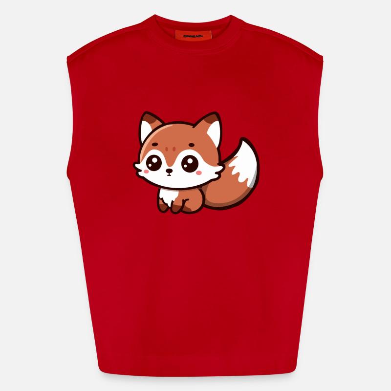 Fluffy Delight: Chibi Fox Charm Heavyweight Oversized Organic Tank Top Made in EU
