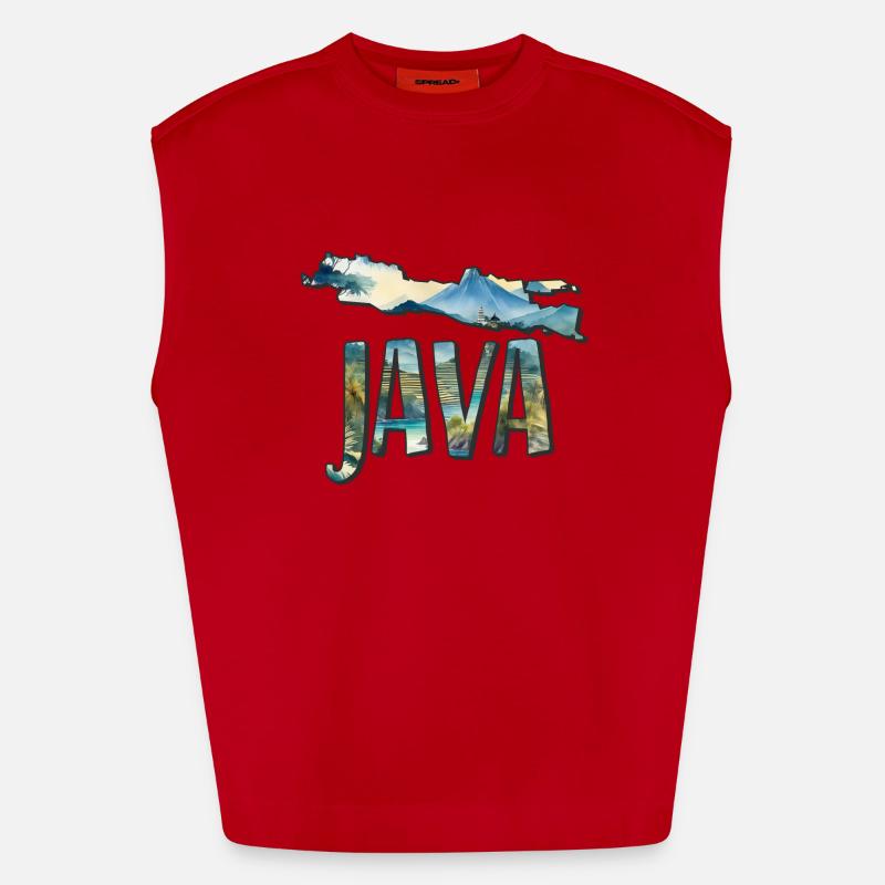 Watercolor Map Java Heavyweight Oversized Organic Tank Top Made in EU