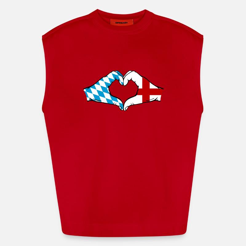 Bavière, Angleterre, Drapeau, Forme de coeur Débardeur bio épais oversize fabriqué en UE