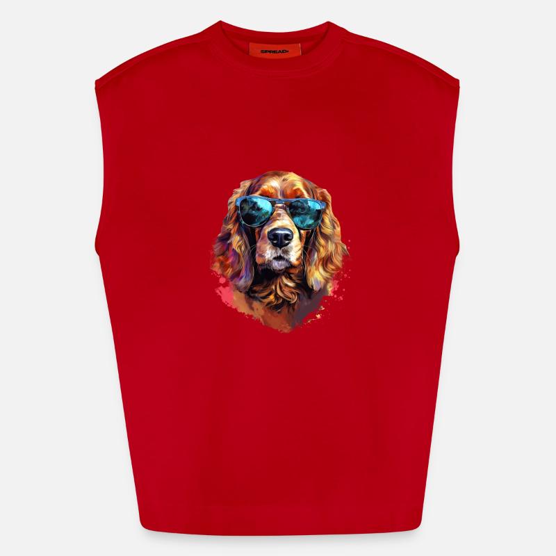 Cocker Spaniel avec lunettes de soleil Débardeur bio épais oversize fabriqué en UE