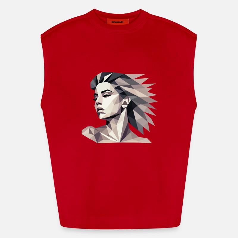 Design "Triangular reflect" - Heavyweight Oversized Organic Tank Top Made in EU - Rot