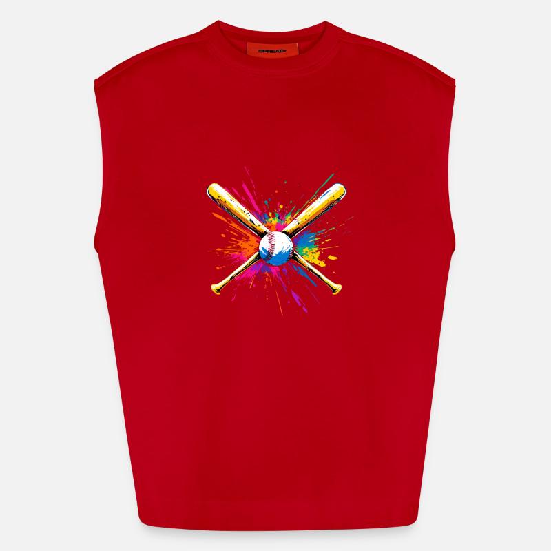 Baseball Bat Multicolored Heavyweight Oversized Organic Tank Top Made in EU