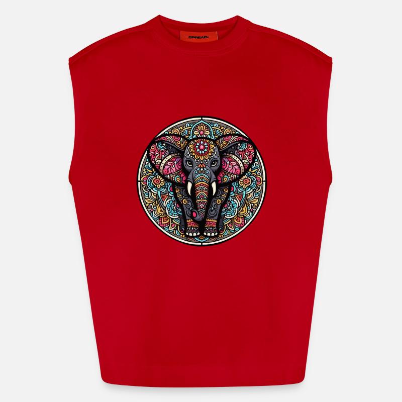 Indian mantra elephant - Heavyweight Oversized Organic Tank Top Made in EU - red