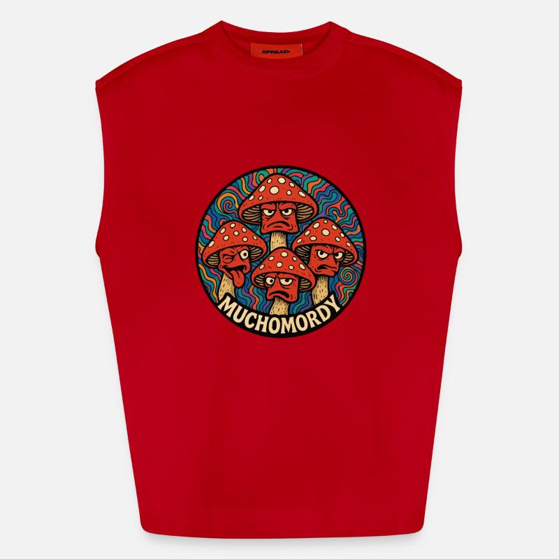 Toadstools - Heavyweight Oversized Organic Tank Top Made in EU - red