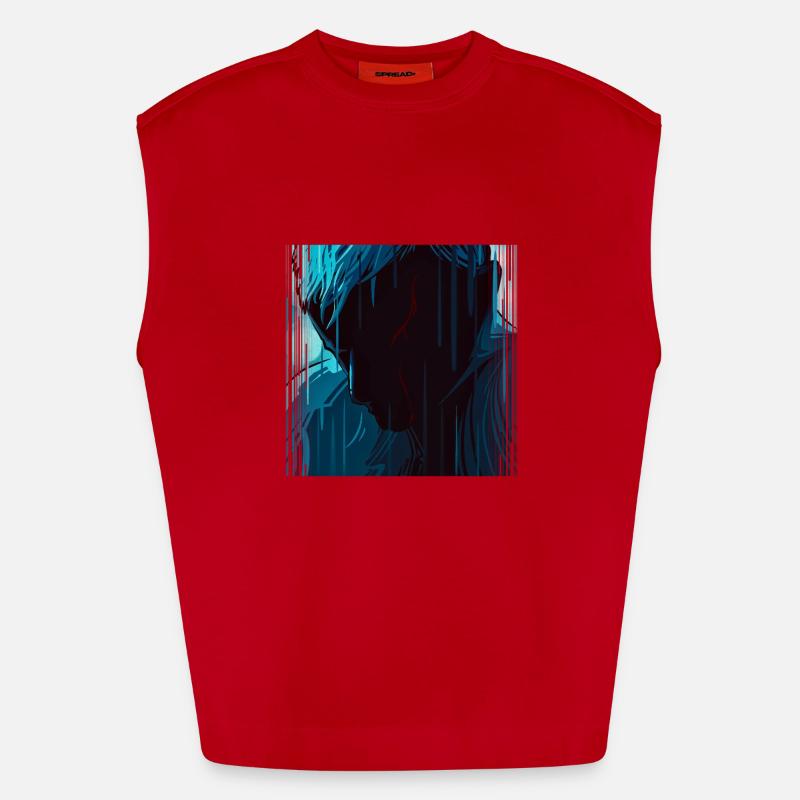 Tears in Rain - Heavyweight Oversized Organic Tank Top Made in EU - red