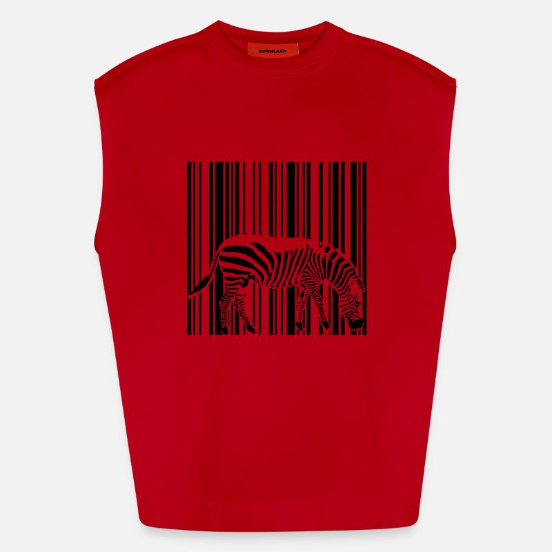 Barcode Zebra - Heavyweight Oversized Organic Tank Top Made in EU - red