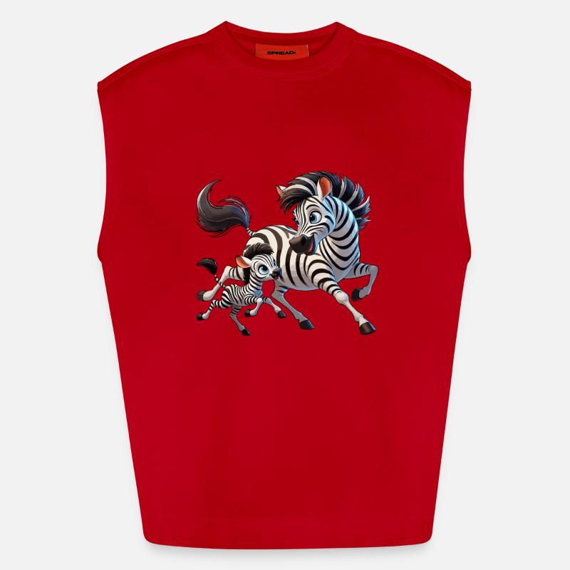 Zebra-Mutter mit herumtollendem Kind Heavyweight Oversized Organic Tank Top Made in EU
