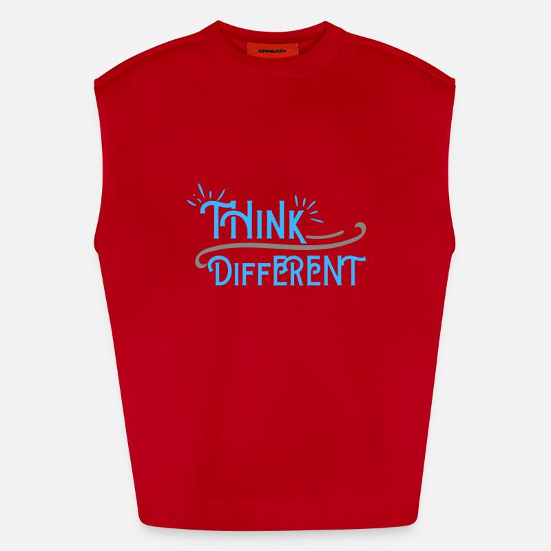 Think Differnet Blue Grey Design - Heavyweight Oversized Organic Tank Top Made in EU - red