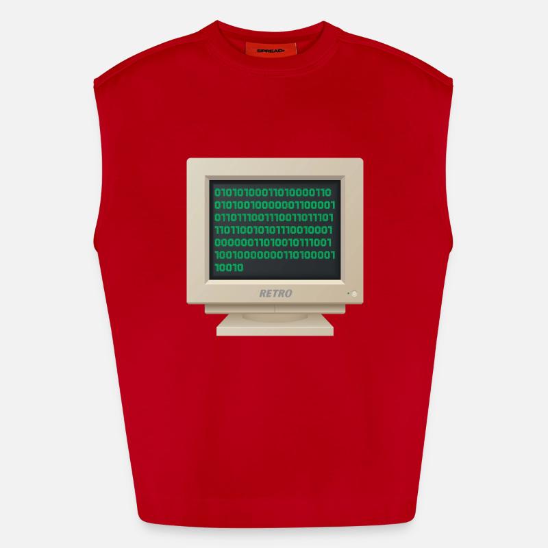 CRT - Binary Code - Heavyweight Oversized Organic Tank Top Made in EU - red