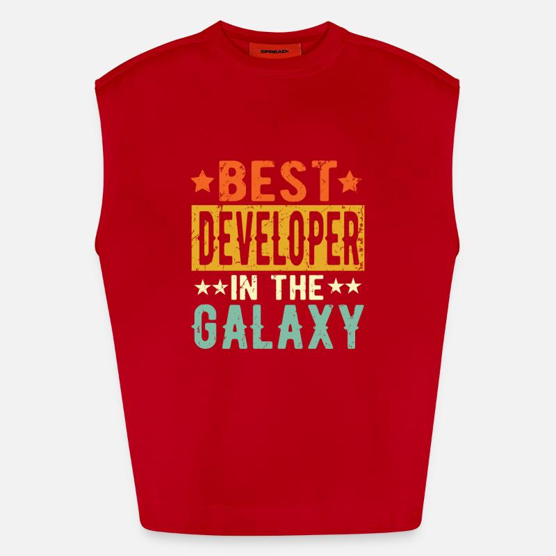 Best Developer ever Developer Gift - Heavyweight Oversized Organic Tank Top Made in EU - red