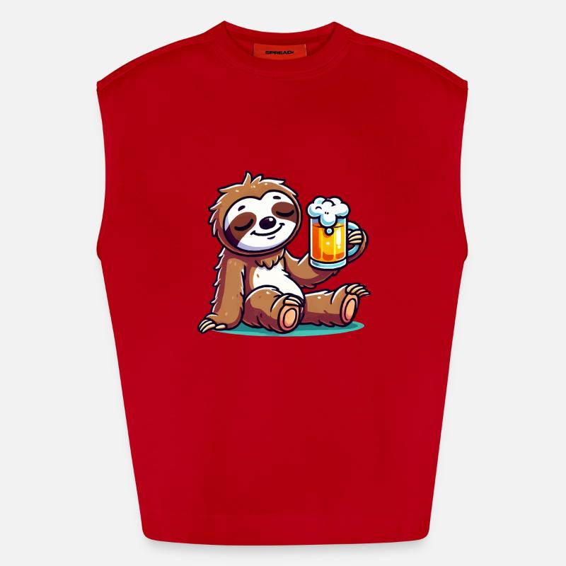 Sloth Beer Comic Heavyweight Oversized Organic Tank Top Made in EU