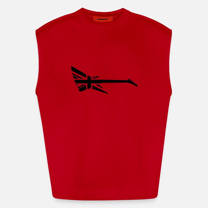 guitar union jack - Heavyweight Oversized Organic Tank Top Made in EU - red