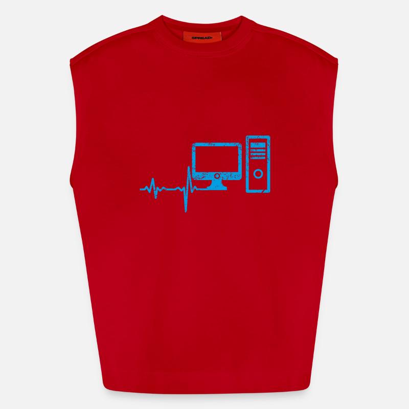 Geschenk Heartbeat Computer PC Heavyweight Oversized Organic Tank Top Made in EU