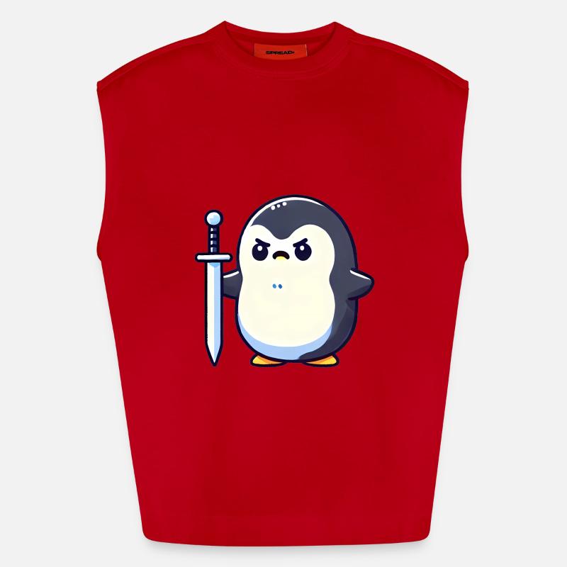 Tiny Penguin Warrior Heavyweight Oversized Organic Tank Top Made in EU