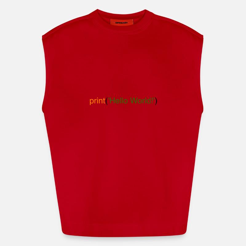 Hello World Python - Heavyweight Oversized Organic Tank Top Made in EU - red