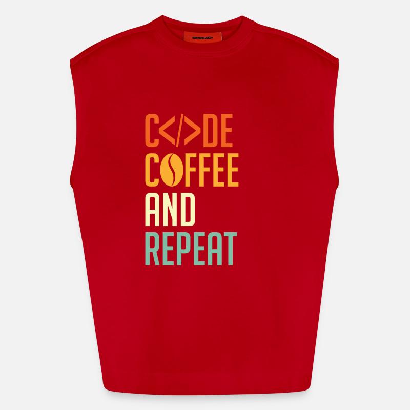 Coder Spruch Code Coffee and Repeat Heavyweight Oversized Organic Tank Top Made in EU