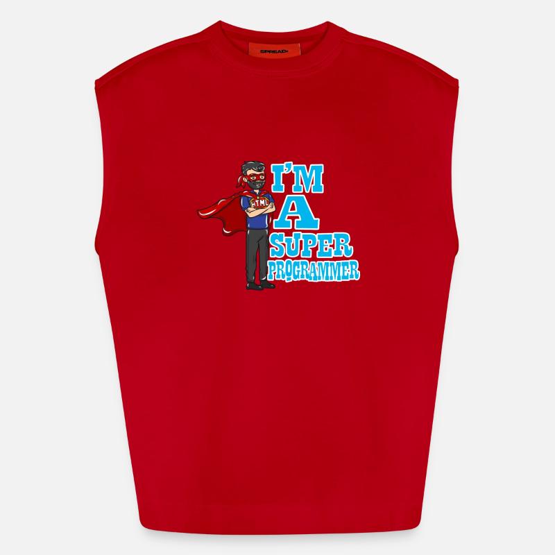 Programmer computer science gift - Heavyweight Oversized Organic Tank Top Made in EU - red