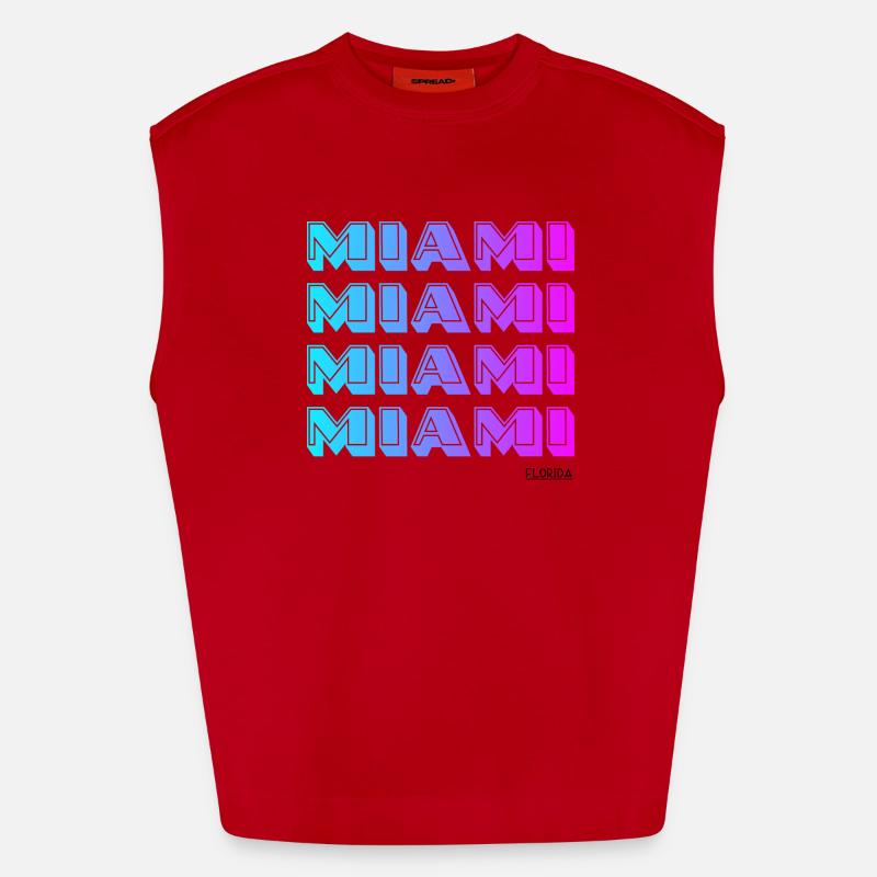 Miami Neon Gradient Pattern - Heavyweight Oversized Organic Tank Top Made in EU - red