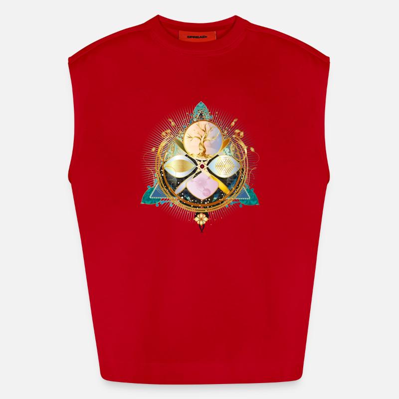 Amulette avec arbre doré et éléments de la nature Débardeur bio épais oversize fabriqué en UE