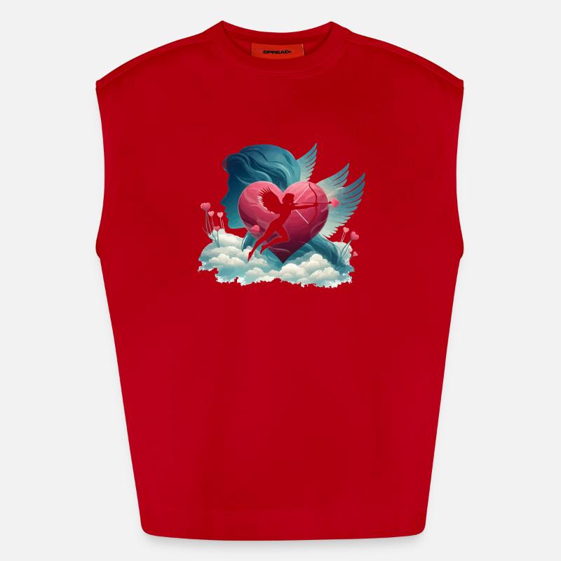 Cupid Archer Heart Artwork Heavyweight Oversized Organic Tank Top Made in EU
