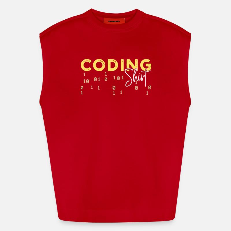 Coden Statement Developer Programmer Scripting - Heavyweight Oversized Organic Tank Top Made in EU - red