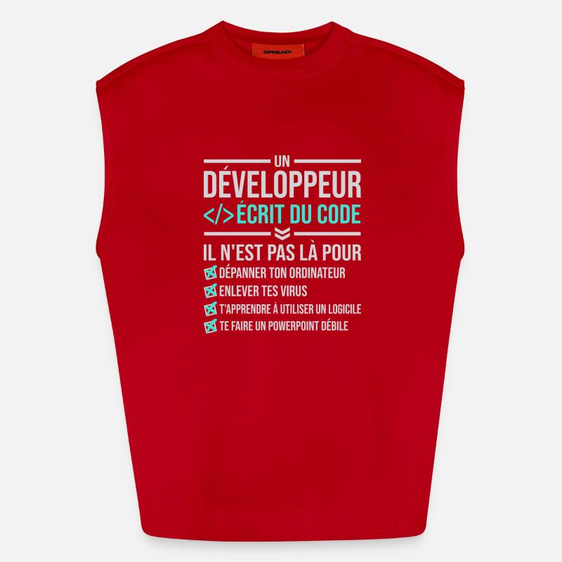 Developer Writing Code - Heavyweight Oversized Organic Tank Top Made in EU - red
