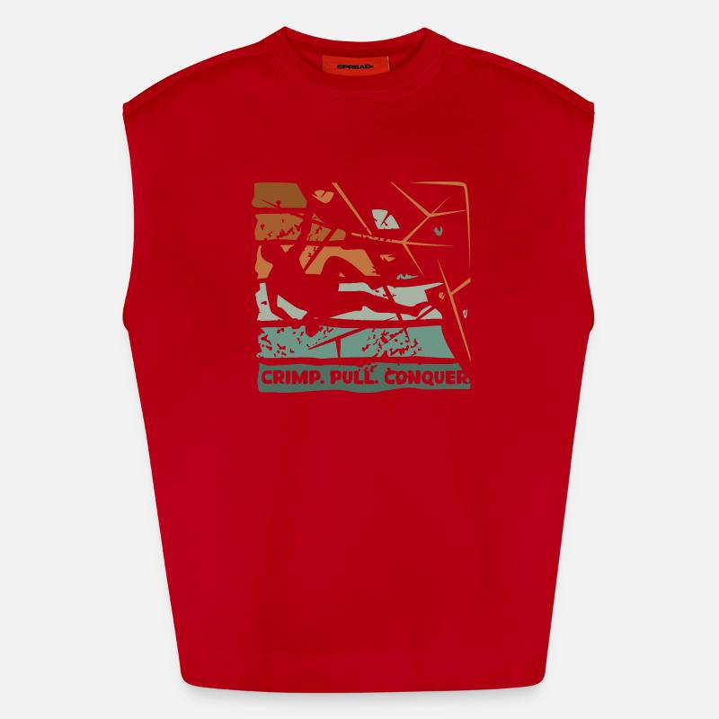 Bouldering – Crimping. Pull. Conquer. - Heavyweight Oversized Organic Tank Top Made in EU - red