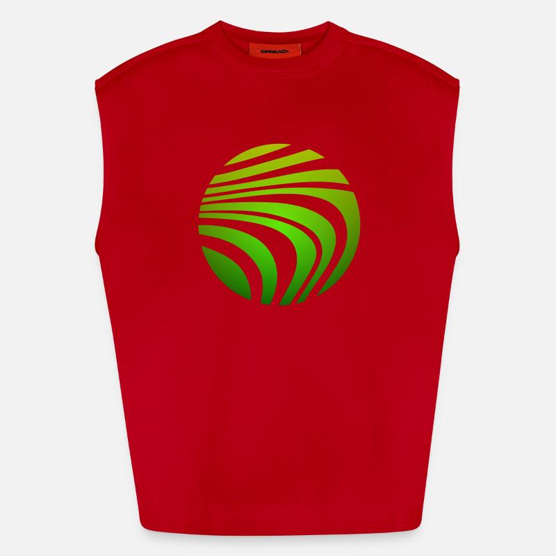 Psychedelic Pattern Green Gradient - Heavyweight Oversized Organic Tank Top Made in EU - red