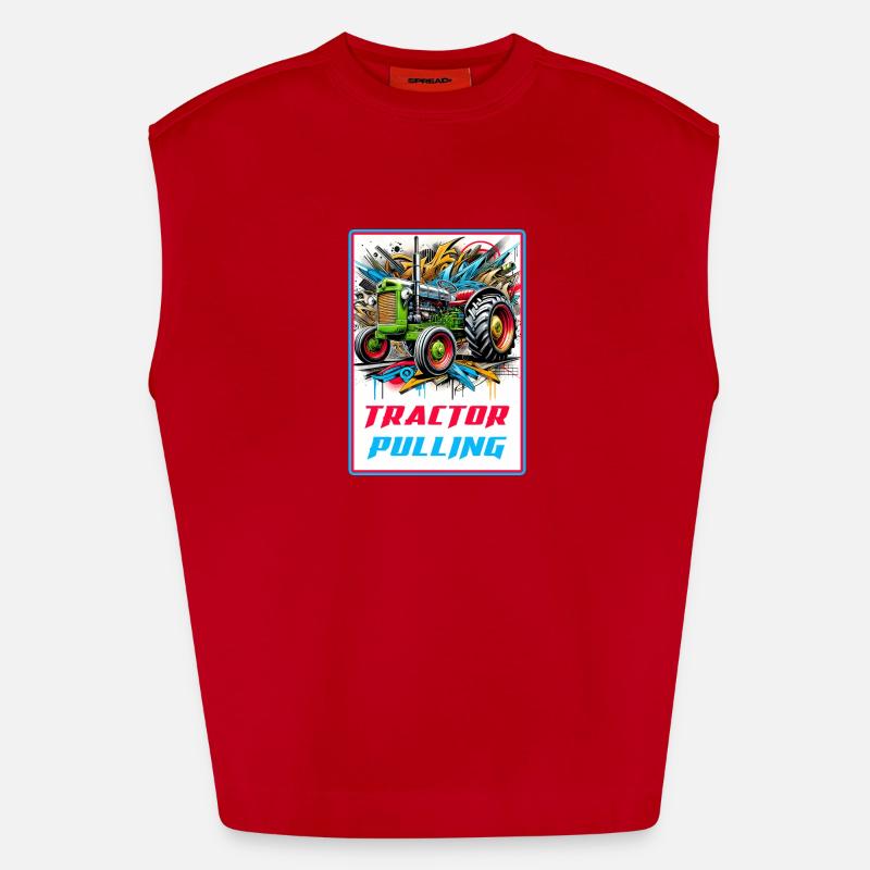 Tractor Pulling Power - Heavyweight Oversized Organic Tank Top Made in EU - Rot