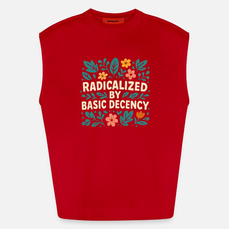 Radicalized by basic decency - Heavyweight Oversized Organic Tank Top Made in EU - red