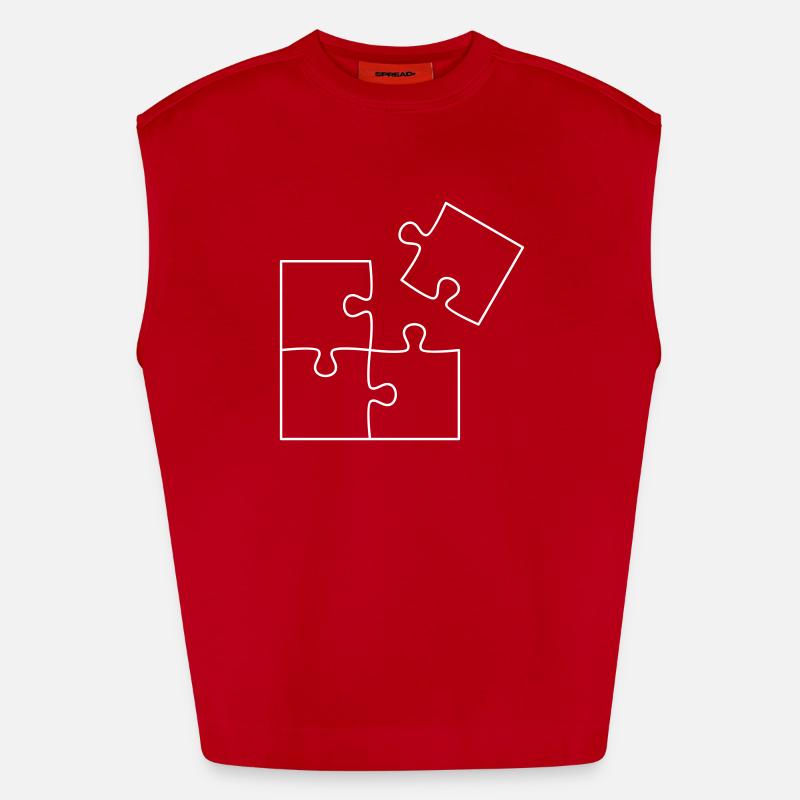 Puzzle - Heavyweight Oversized Organic Tank Top Made in EU - red