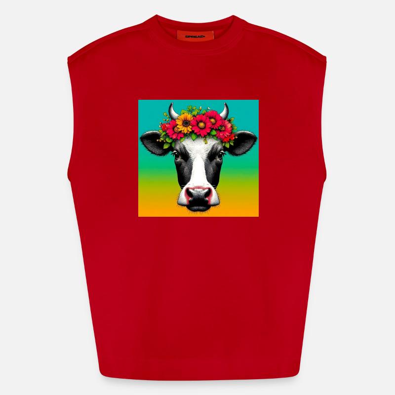 cow - Heavyweight Oversized Organic Tank Top Made in EU - red