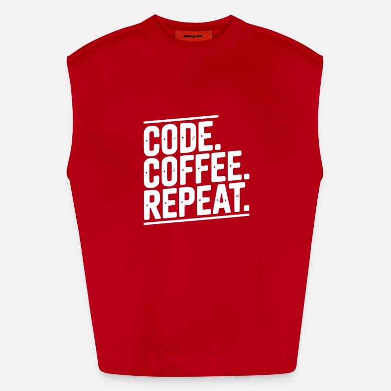 Code Coffee Repeat - Heavyweight Oversized Organic Tank Top Made in EU - red