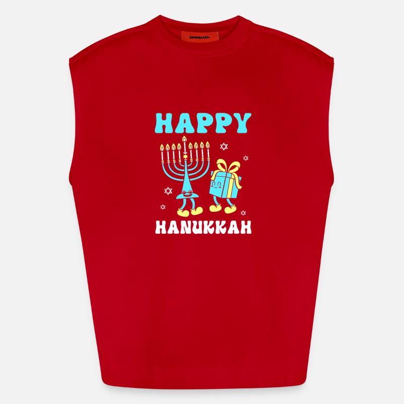 Hanoukka Hanoukka Hanoukka - Débardeur bio épais oversize fabriqué en UE - rouge