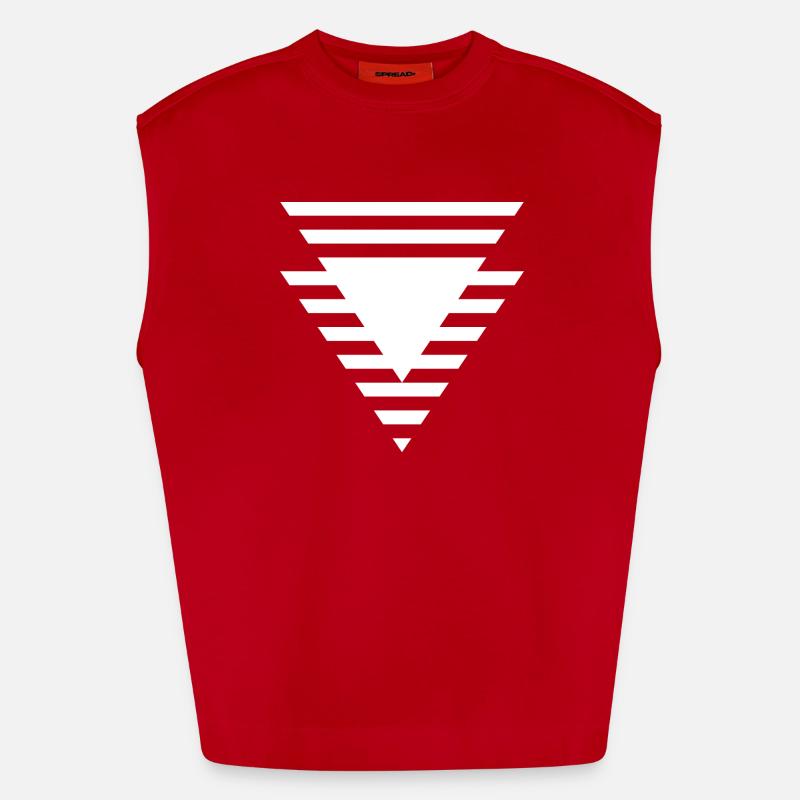 Stepped Triangular Prism - Heavyweight Oversized Organic Tank Top Made in EU - red