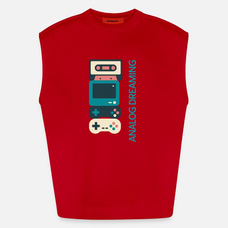 Analog Dreaming Console Stack - Heavyweight Oversized Organic Tank Top Made in EU - red