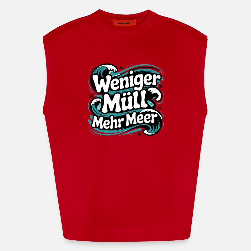 Moins de déchets, plus de mer, Déclaration environnementale, conservation marine Débardeur bio épais oversize fabriqué en UE