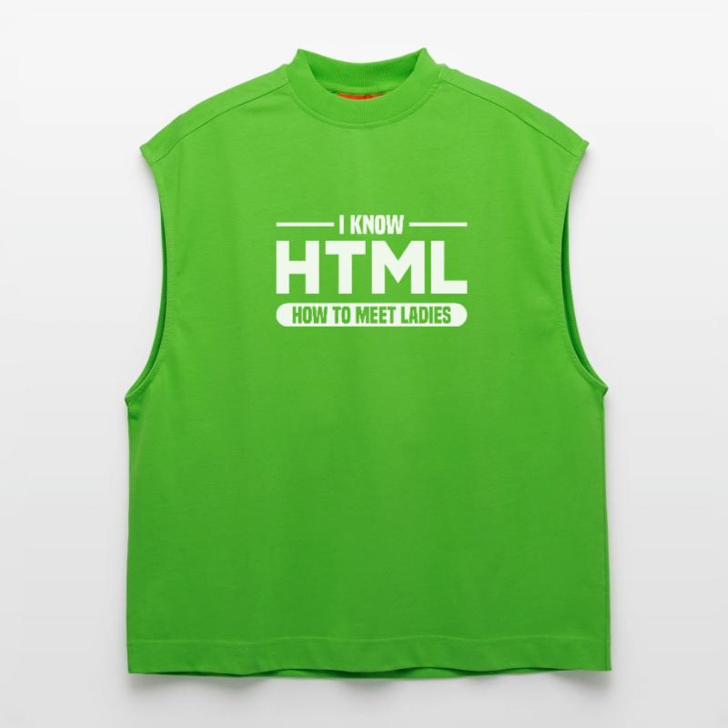 HTML Humor Code Programmer Saying Heavyweight Oversized Organic Tank Top Made in EU
