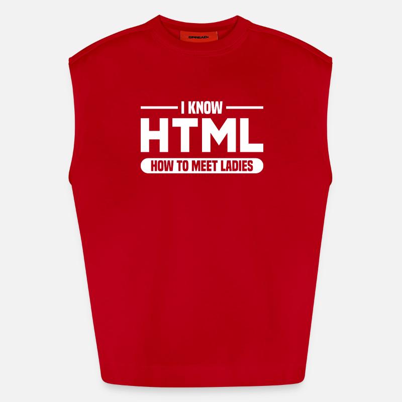 Programmation HTML d’humour disant - Débardeur bio épais oversize fabriqué en UE - rouge